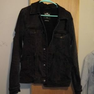 Hollister black denim jacket mens medium